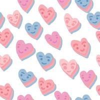 seamless valentine day pattern background with cute heart and smile face , valentine card vector