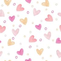 seamless valentine day pattern background with watercolour heart shape , valentine card vector