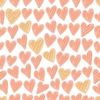 seamless valentine day pattern background with habd draw heart row, valentine card vector