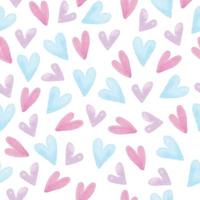 seamless doodle multicolour hand draw heart from watercolour pattern on white background  , kids pattern vector