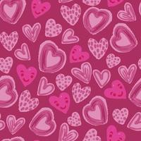 seamless valentine day pattern background with mixed pink heart and smile face , valentine card vector