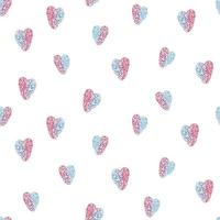 Fondo transparente de San Valentín con corazón azul y rosa brillante, patrón de guiño vector