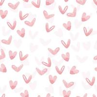 seamless valentine day pattern background with pink watercolour heart , kids pattern vector