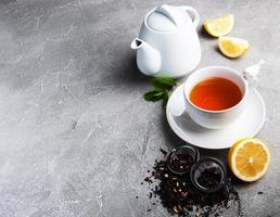 Tea with lemon and mint photo