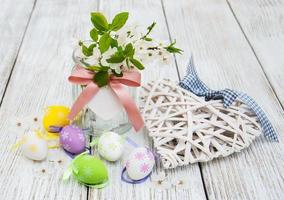 Easter eggs and spring  blossom photo