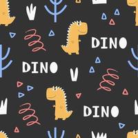 dinosaurios vector de patrones sin fisuras. impresión digital infantil en un divertido estilo de dibujos animados.