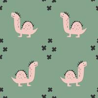 Dinosaurs Vector seamless pattern. Children's digital print in a funny cartoon style.