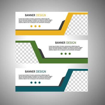 Collection of horizontal business banners or banners set vector templates. clean modern geometric abstract background layout for site design. simple creative cover header. in rectangle
