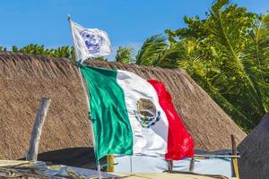 Holbox Mexico 21. December 2021 Mexican green white red flag on beautiful Holbox island Mexico. photo