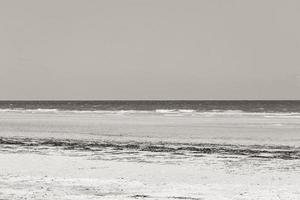 Natural Holbox island beach sandbank panorama turquoise water waves Mexico. photo