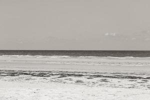 Natural Holbox island beach sandbank panorama turquoise water waves Mexico. photo