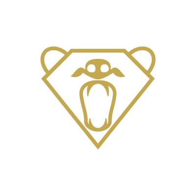 Logo grizzly diamond minimalist icon vector symbol flat design
