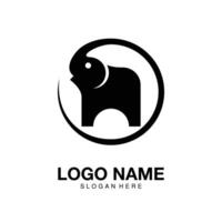 logotipo círculo elefante minimalista icono vector símbolo diseño plano