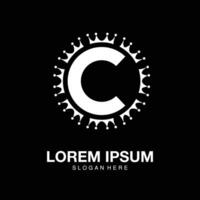 logotipo letra c corona minimalista icono vector símbolo diseño plano