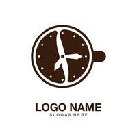 Logo coffee clock minimalist icon vector symbol flat design