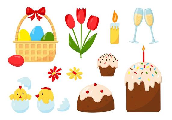 Big set of elements for the Easter holiday.