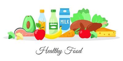 Collection of healthy food elements. vector