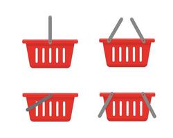 Set of red shopping baskets. vector