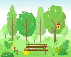 Spring or summer landscape background. vector