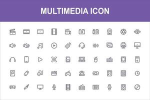 conjunto multimedia de símbolos de icono de aplicación vector