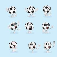 bola fútbol personaje dibujos animados ilustración mascota conjunto paquete vector