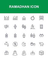 paquete de paquete de conjunto de iconos de 25 ramadhan moeslim vector