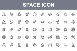 50 space icon set pack bundle vector