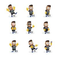 ball goalkeeper cartoon character illustration mascot logo set bundle vector