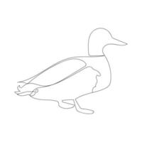 Duck in continuous line art drawing style. Minimalist black linear sketch isolated on white background. Vector illustration