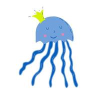 Cute little jellyfish. Kids graphic. Vector hand drawn illustration.