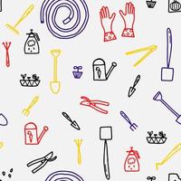 Vector seamless pattern with garden tools. Hand drawn vector illustration.