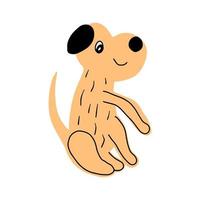 lindo perro dibujos animados dibujados a mano ilustración vectorial. se puede utilizar para la impresión de camisetas, diseño de moda para niños, tarjeta de invitación para baby shower. vector