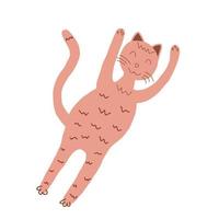 Vector hand drawn cute cat. Isolated illustration on white background, doodle.