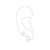 Continuous line drawing of human ear. World deaf day simple one single line sketch. Vector illustration.