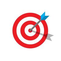 flecha diana en diseño plano. símbolo de signo de objetivos comerciales vector