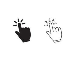 cursor de mano, haciendo clic en el vector del icono del puntero del dedo