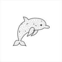 icono de delfín dibujado a mano en estilo garabato. icono de vector de delfín de dibujos animados para diseño web aislado sobre fondo blanco.