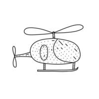 icono de helicóptero dibujado a mano en estilo garabato. icono de vector de helicóptero de dibujos animados para diseño web aislado sobre fondo blanco.