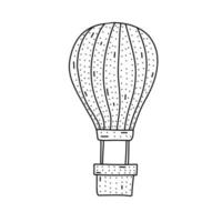 Hand drawn air balloon icon in doodle style. Cartoon air balloon vector icon for web design isolated on white background.