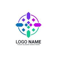 Abstract digital technology symbol logo design. Editable logo design vector