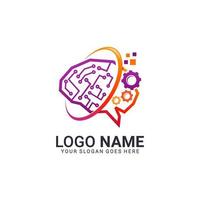 diseño de logotipo moderno abstracto digital de tecnología cerebral vector