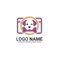 Doggy and Camera Shape Combination Logo Design. vector