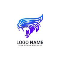 Abstract Blue Leopard Animal Logo Design. vector
