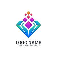 Abstract digital technology symbol logo design. Editable logo design vector