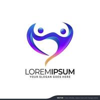 Modern people logo gather with abstract style. Vector illustration.