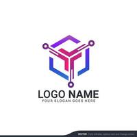 Creative abstract digital technology symbol logo design. vector