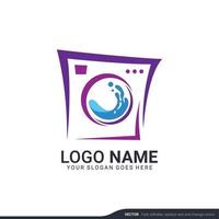 Modern laundry services logo design. Editable logo design vector