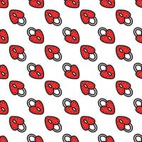 Seamless pattern with red heart-shaped lock. Vector illustration