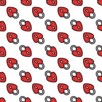 Seamless pattern with red heart-shaped lock. Vector illustration