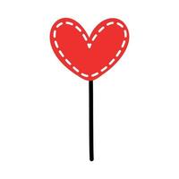 Candy on a stick in the shape of a heart. Romantic icon for Valentine's Day vector